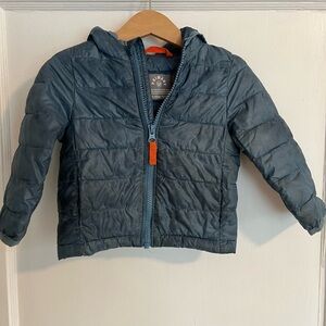Primary lightweight puffer in color “slate-blue”, 12-18 months